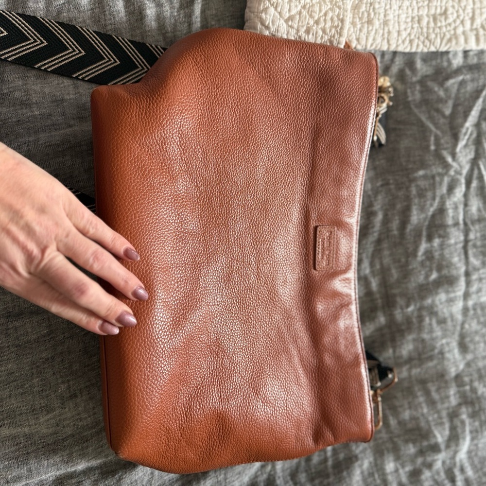 Textured Tan Leather Shoulder Bag